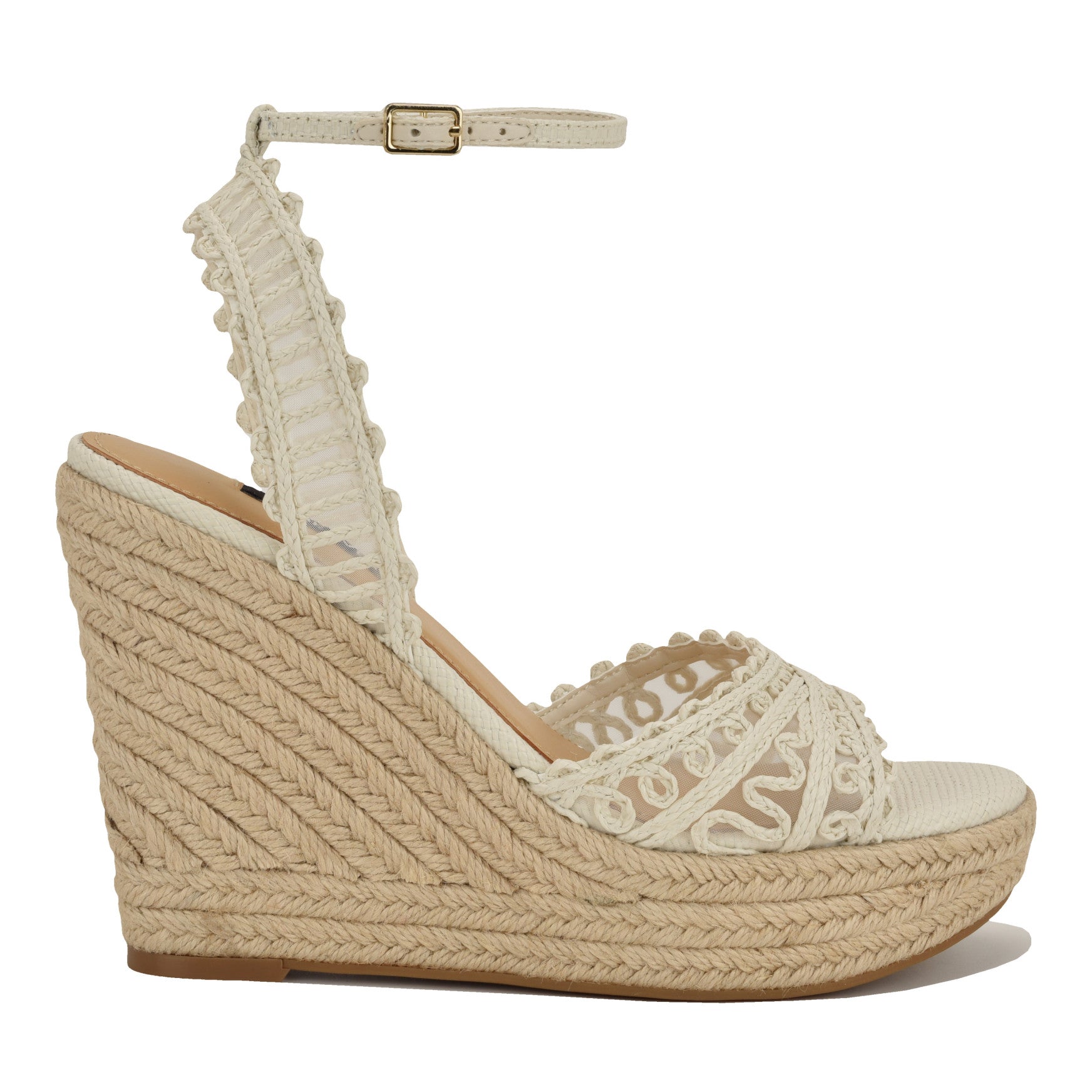 Women's Hanx Espadrille Wedge Sandals - Ivory Raffia/Mesh | Nine West