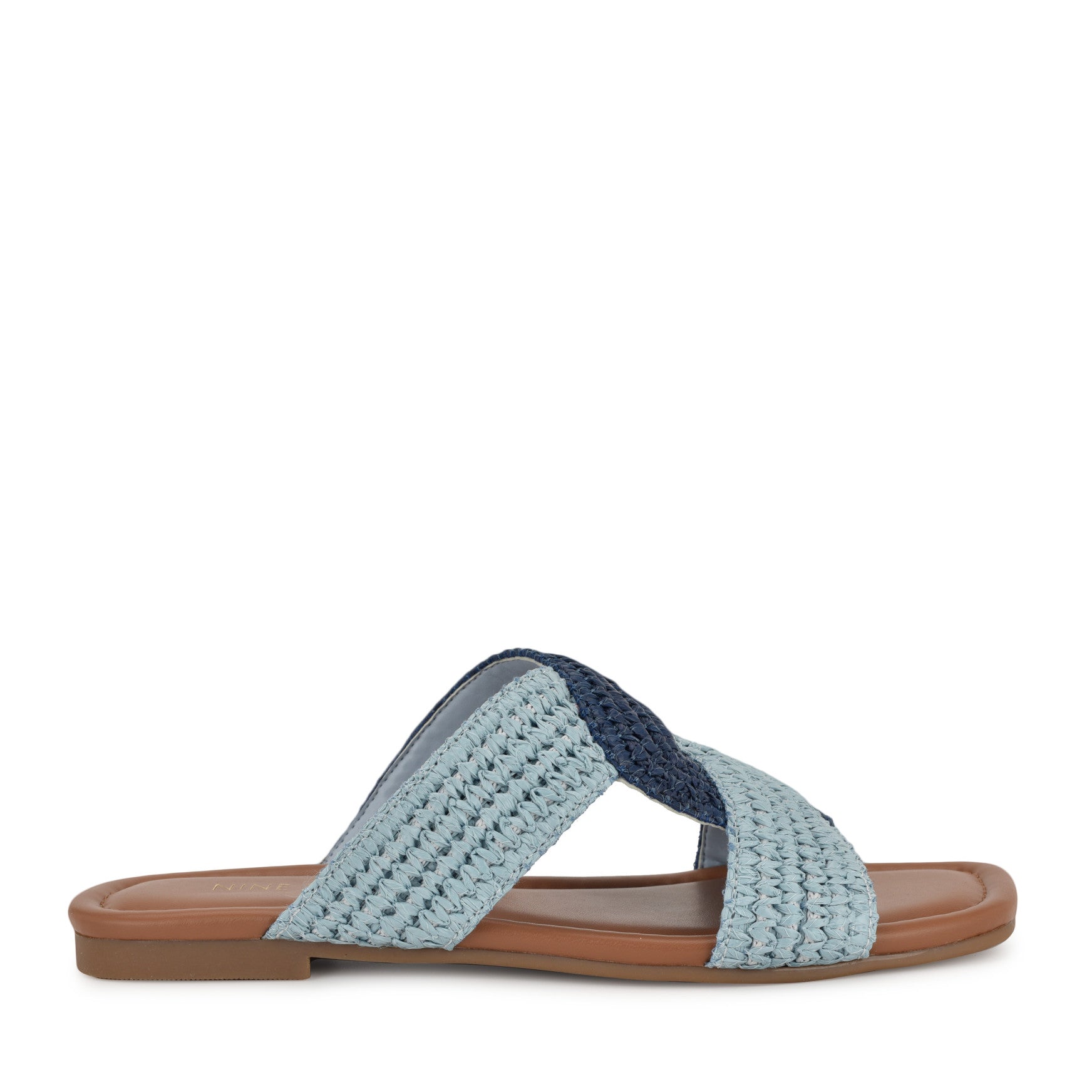 Women's Quara Flat Sandals - Blue/Light Blue Raffia | Nine West