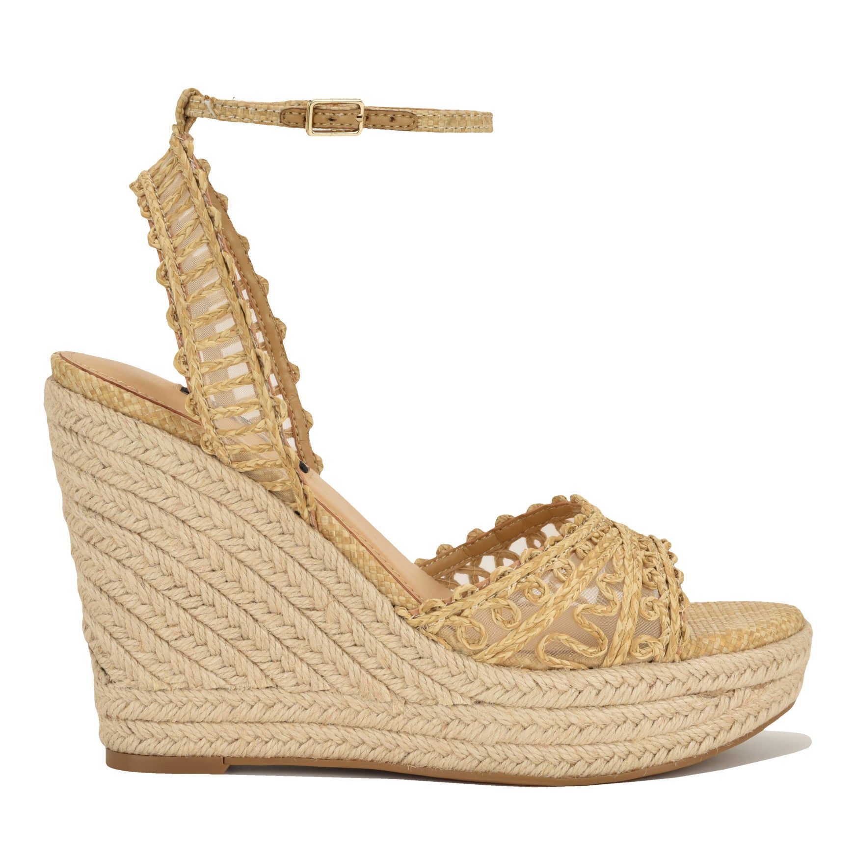 サナエ Women's Hanx Espadrille Wedge Sandals - Natural Raffia/Mesh | Nine