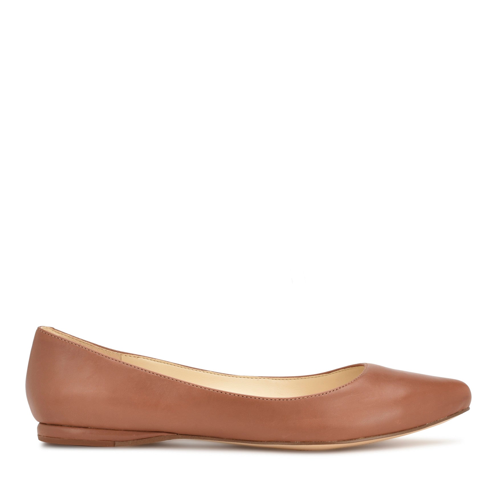 Nine West Women's Speakup Almond Toe Flats Leather Brown (Size 10.5) Medium Width