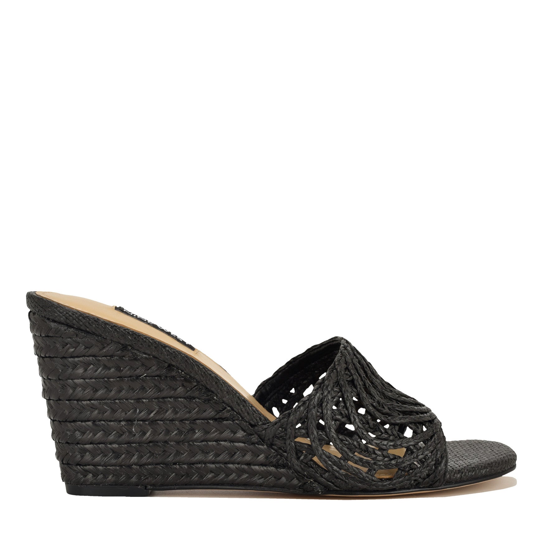 Women's Nimma Wedge Sandals - Black Raffia | Nine West