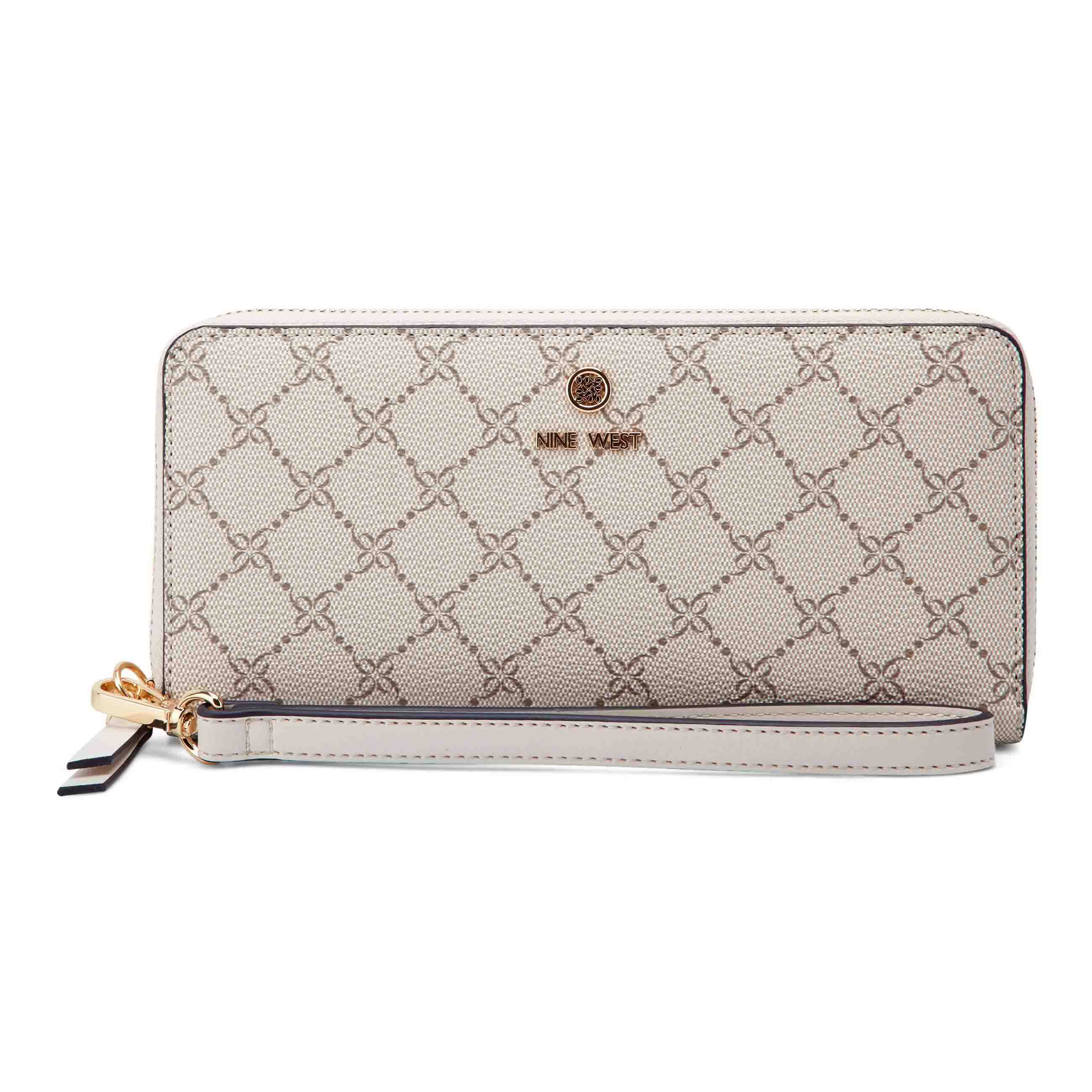 Nine West Lockup 9s Zip Around With Wristlet Leather Nine West