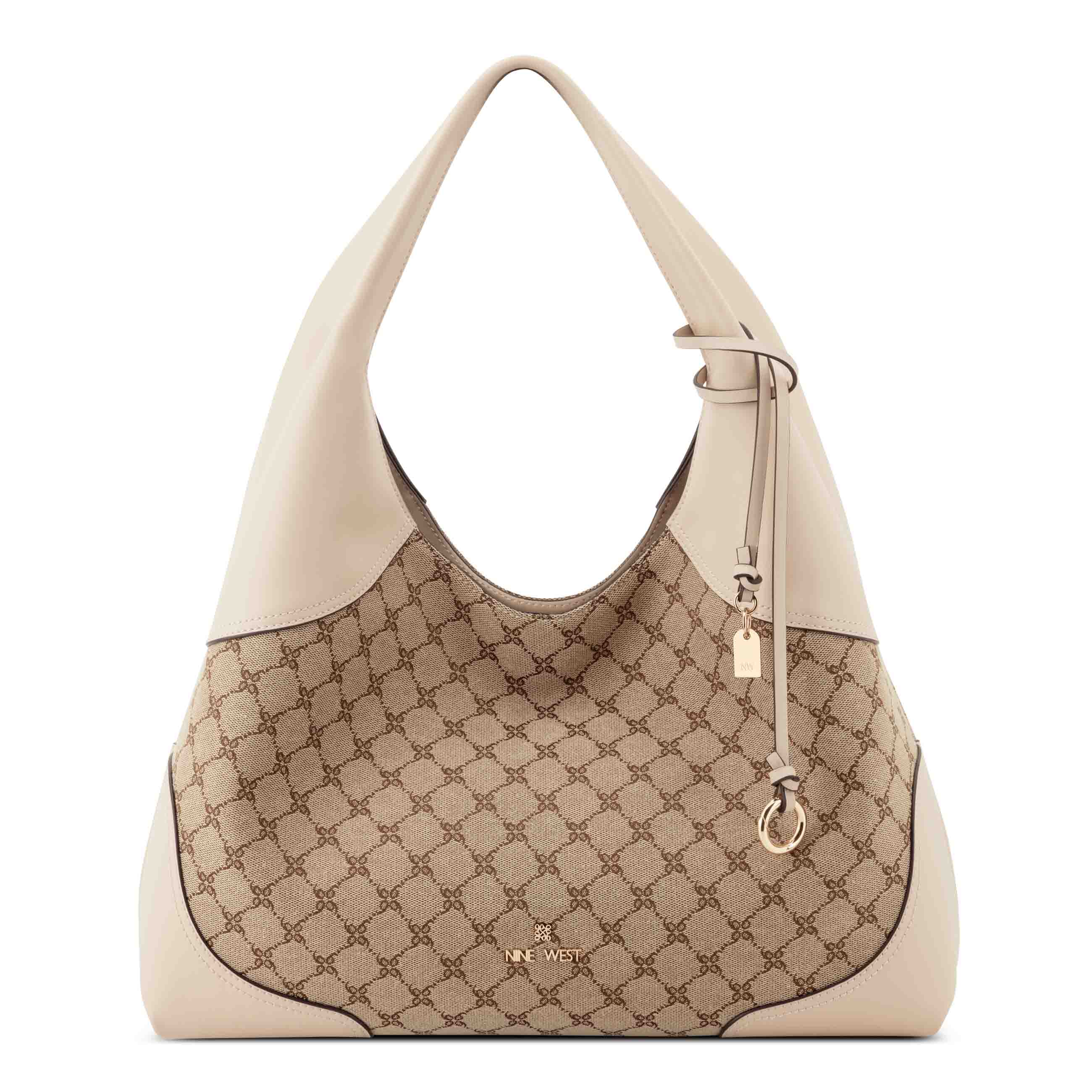 Allie Triple Compartment Shoulder Bag - Mocha Logo Beige | Nine West