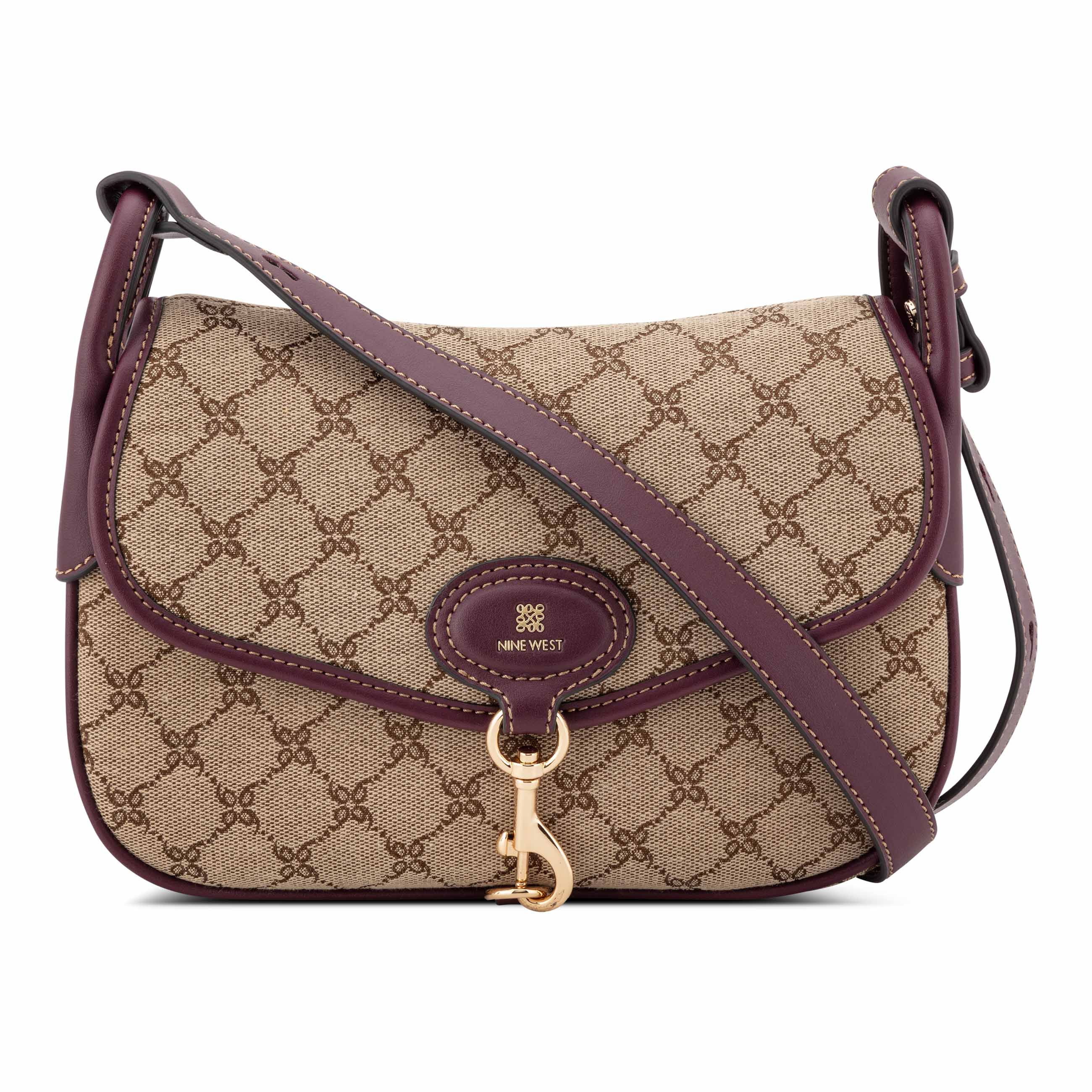 41ナツハゼ Cobel Convertible Flap Shoulder Crossbody - Mocha Logo/Boysenberry
