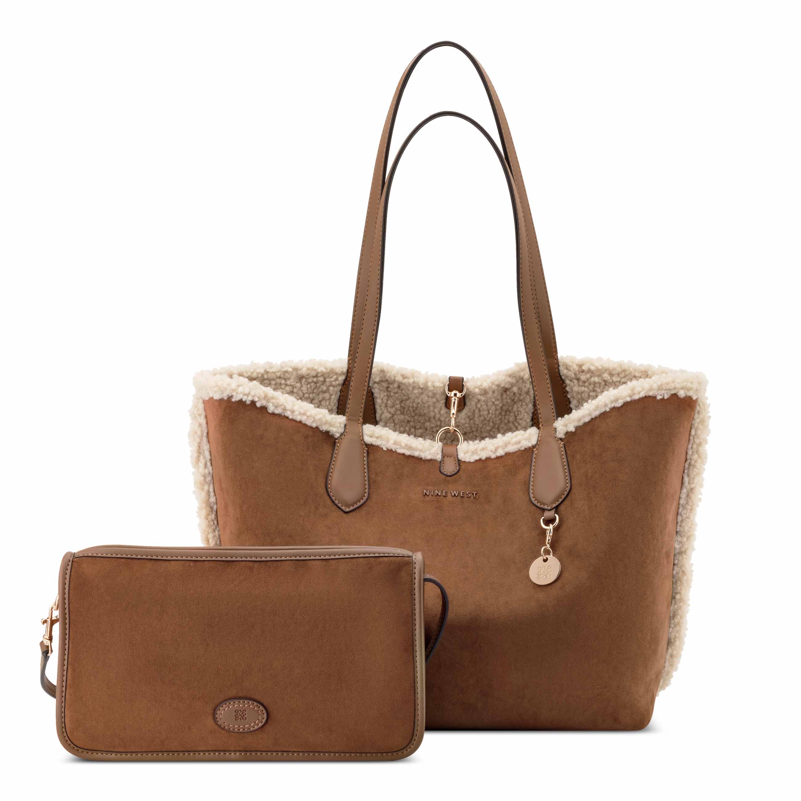 Emerick Reverisble Tote with Removable Shoulder Bag - Beige/Toffee