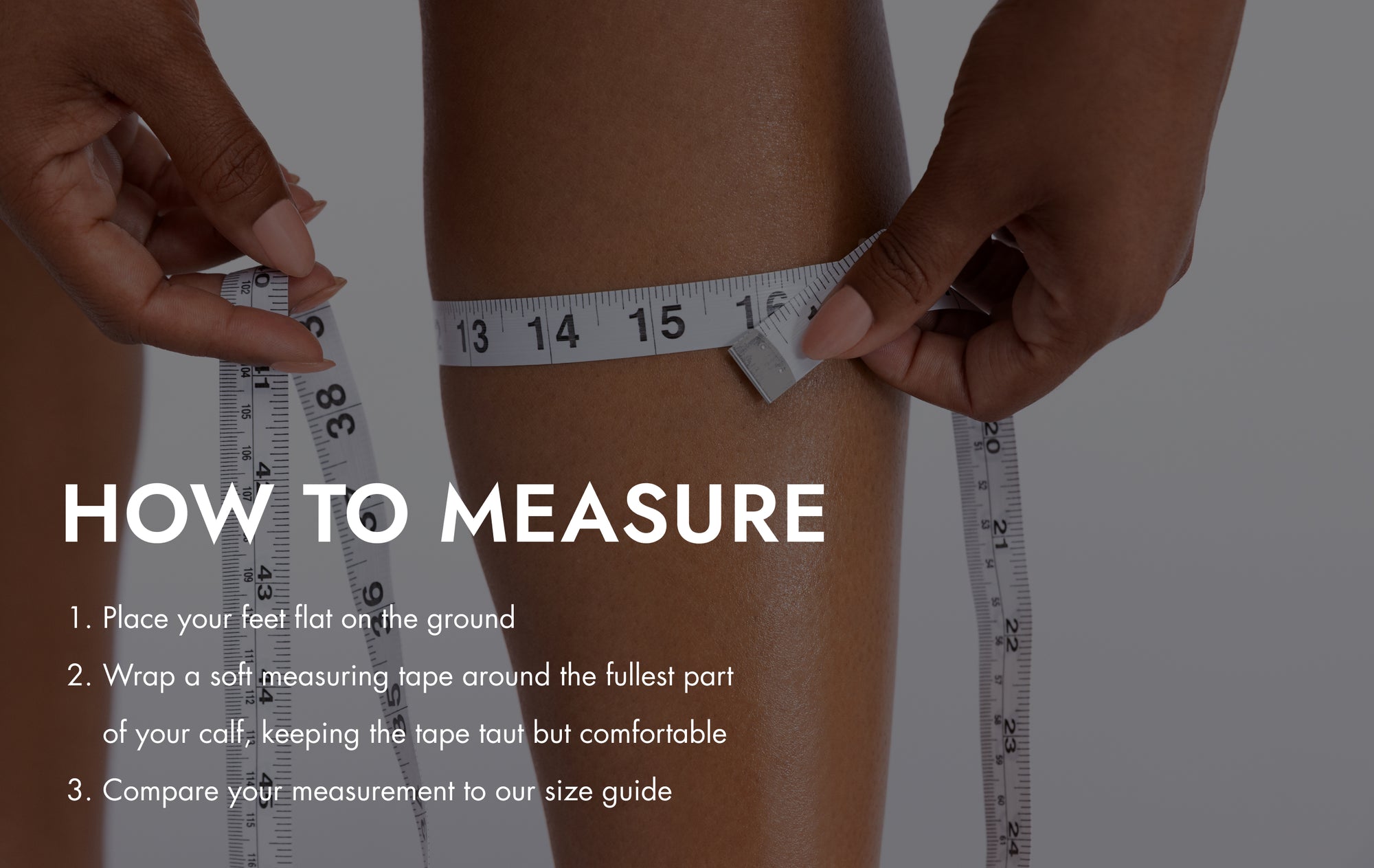 Editorial banner featuring measurement guide for calf boot measurement