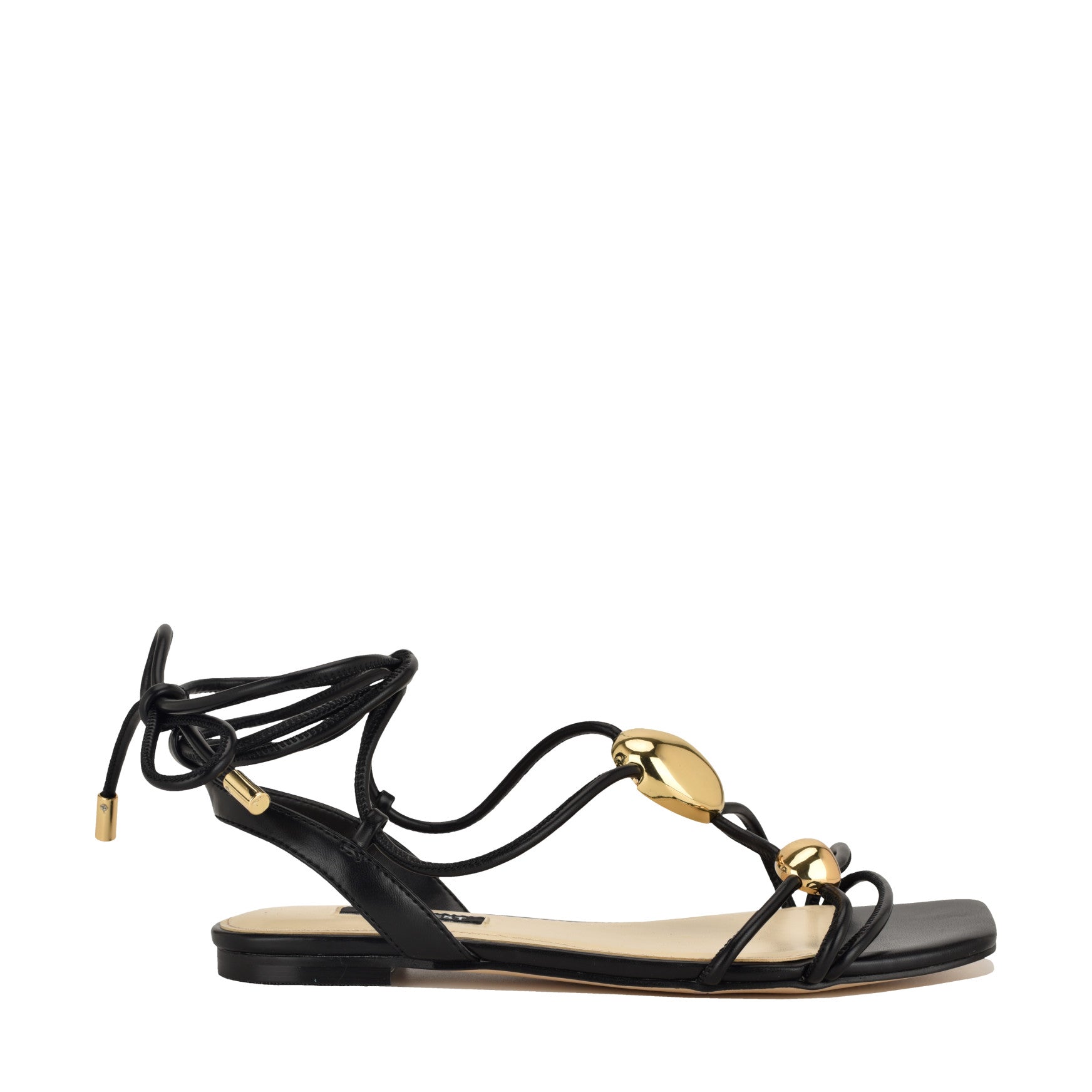 Women's Niraa Ankle Wrap Flat Sandals - Black | Nine West