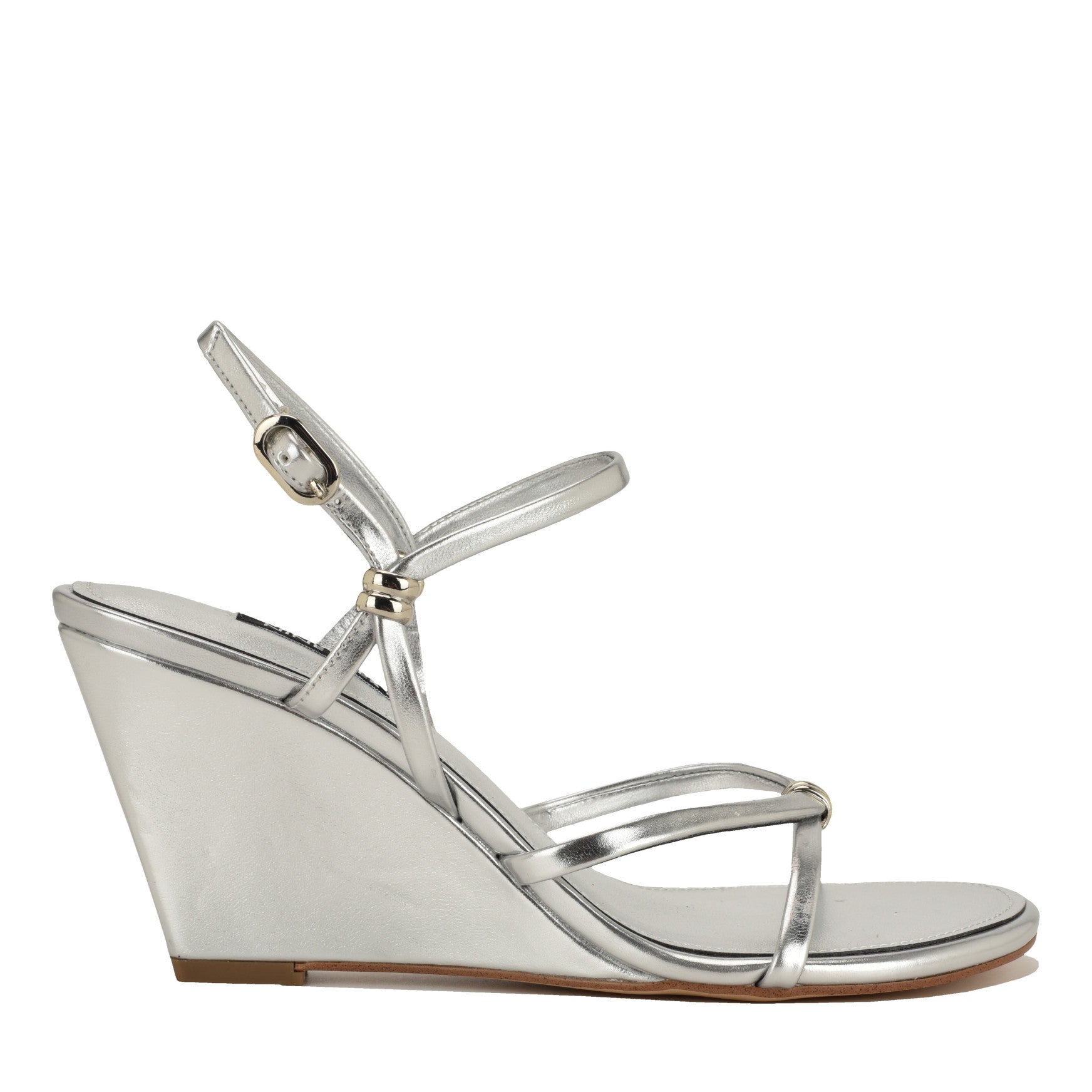 silver dress sandals wedge Bridget Oyster Shell Wedge Sandal - Silver