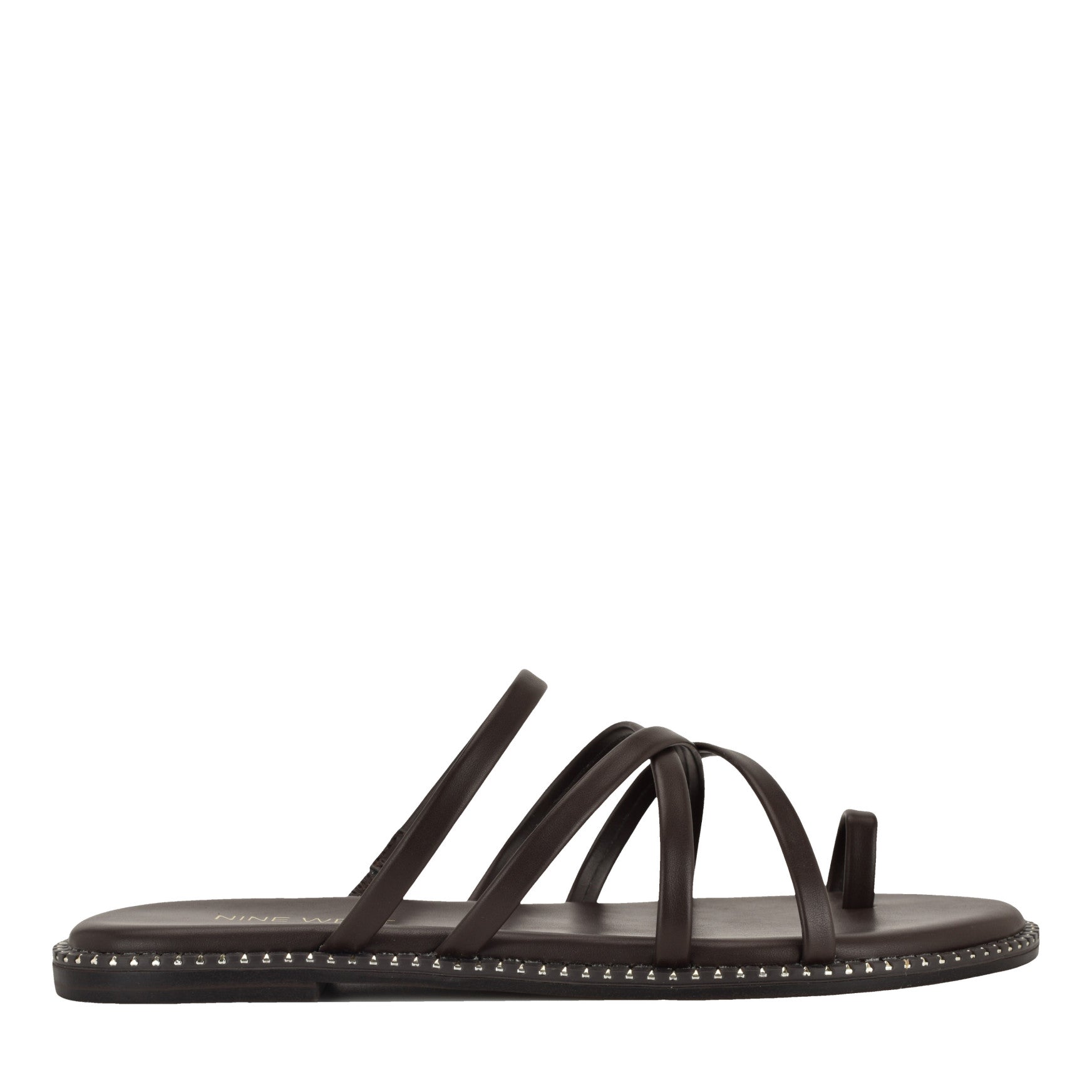 Women's Digen Strappy Flat Sandals - Dark Brown | Nine West