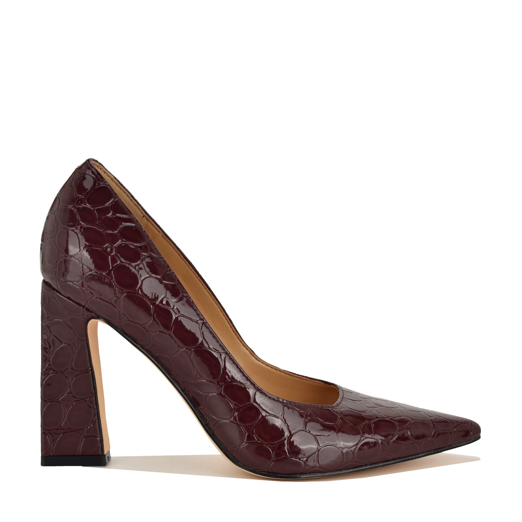 Women's Tamant Block Heel Dress Pumps - Dark Red Croco