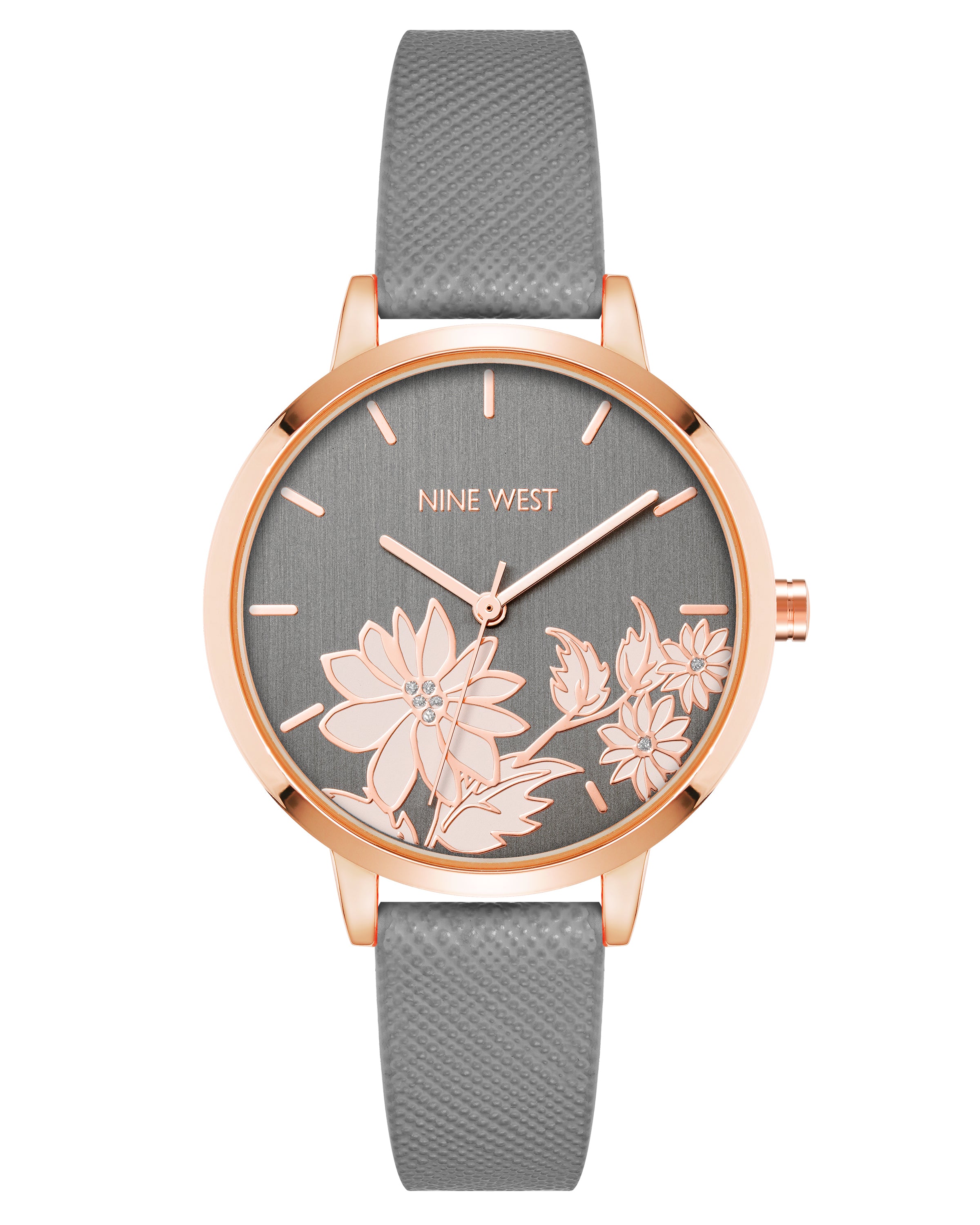 Floral Dial Saffiano Strap Watch