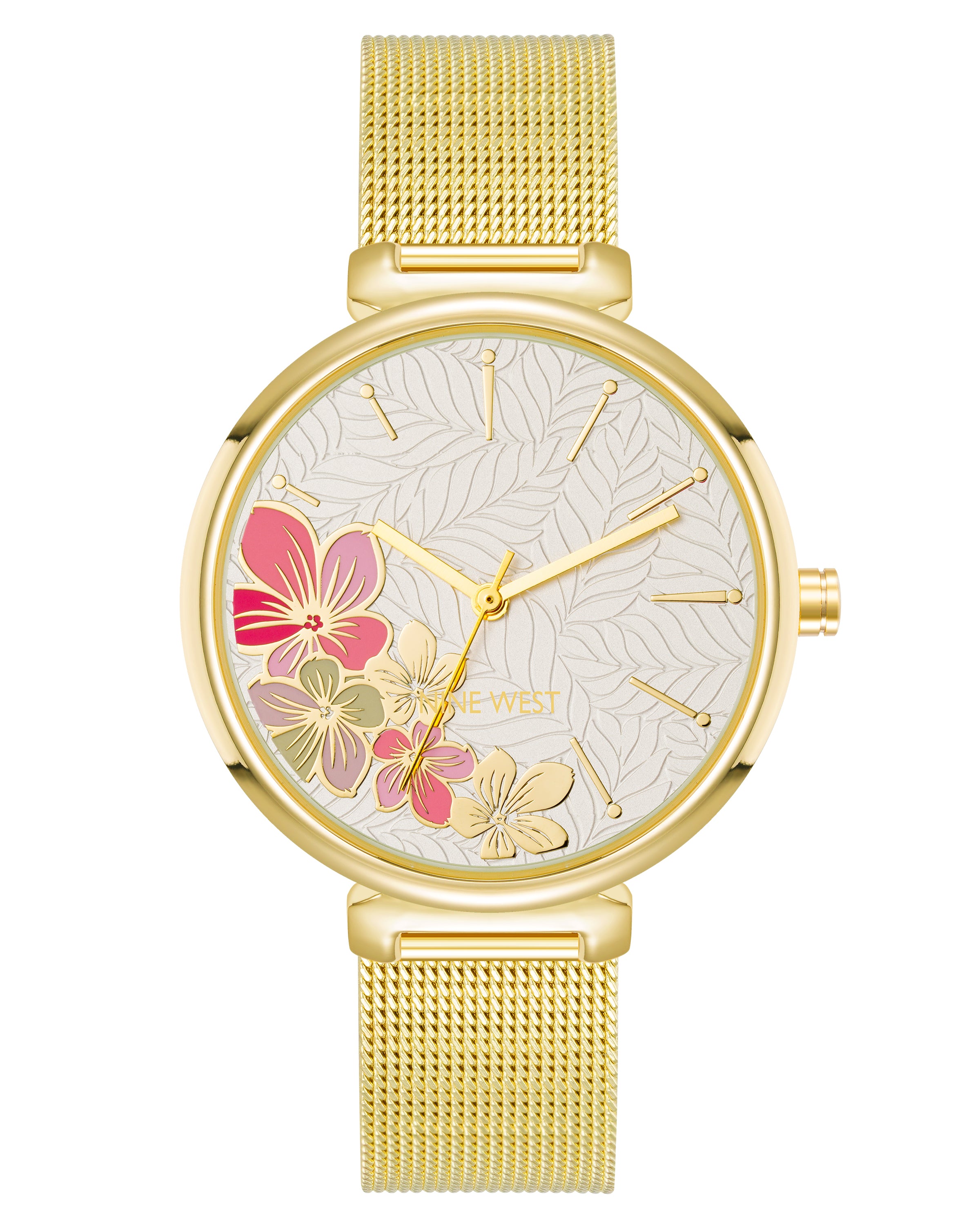 Floral Dial Mesh Bracelet Watch