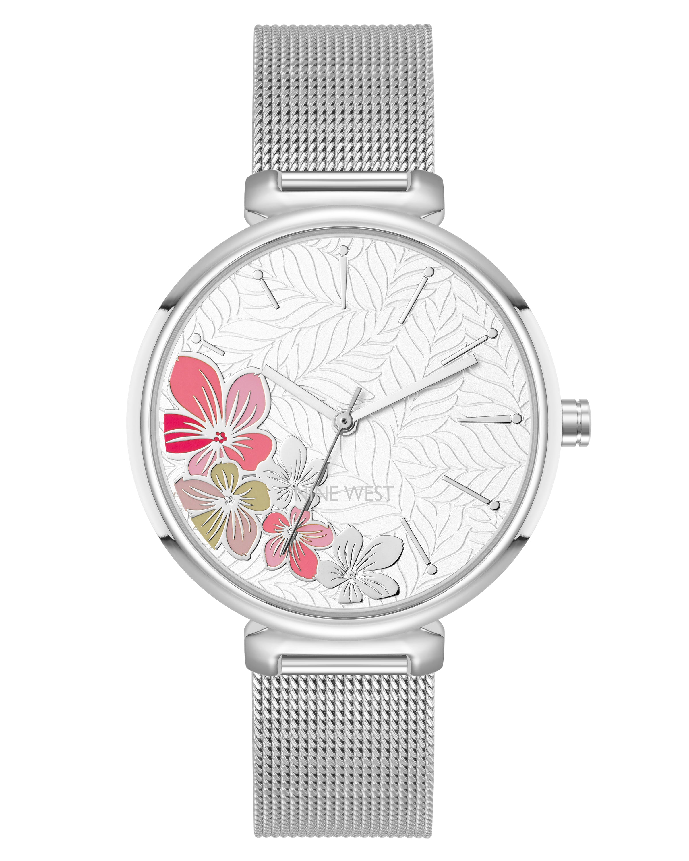 Floral Dial Mesh Bracelet Watch