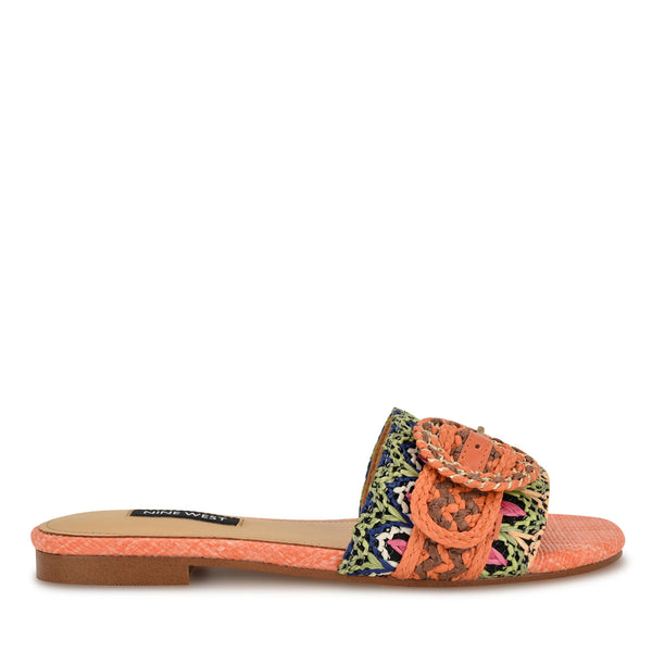 Women's Hohana Flat Slide Sandals - Orange Raffia | Nine West