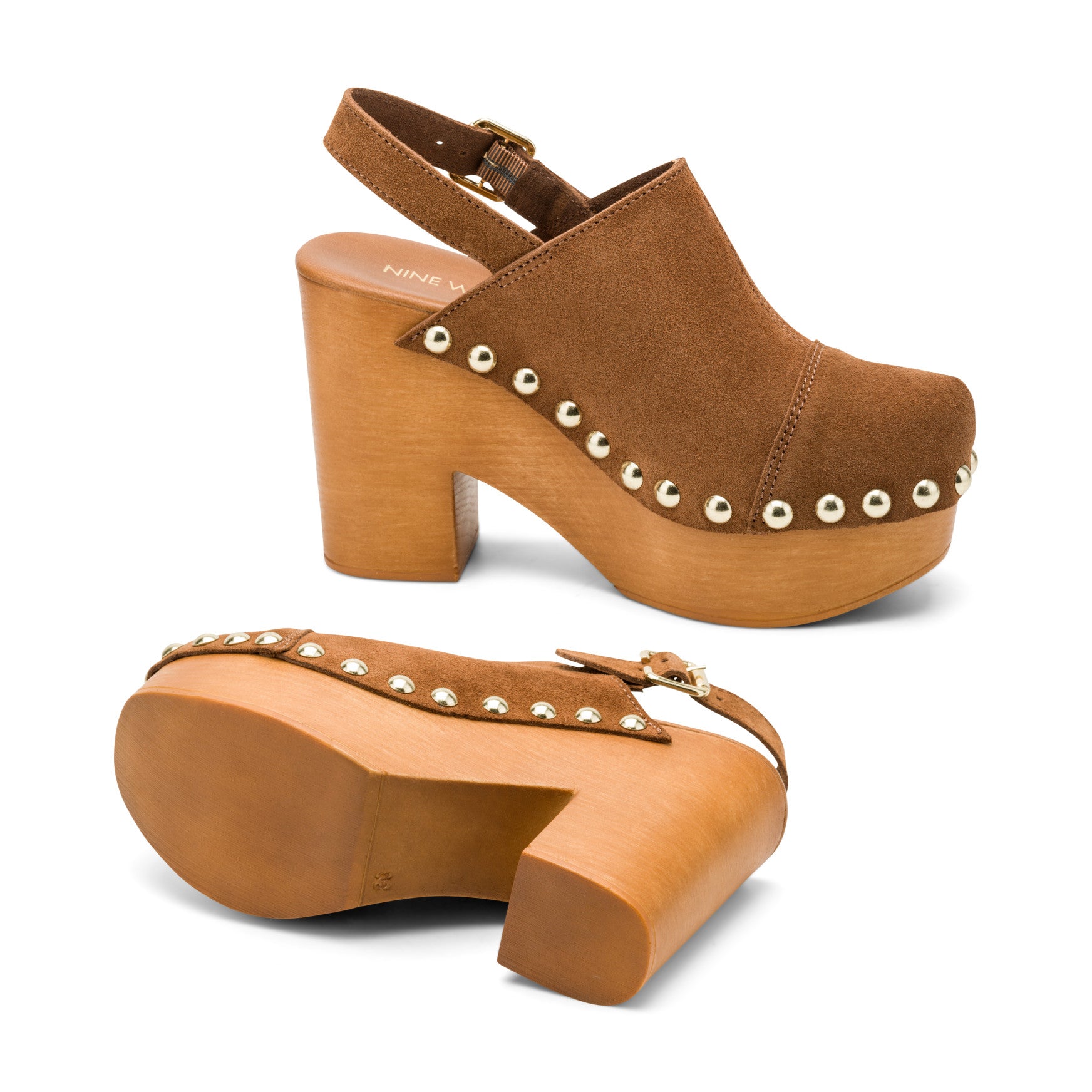 Toyz Studded Leather Slingback Clogs