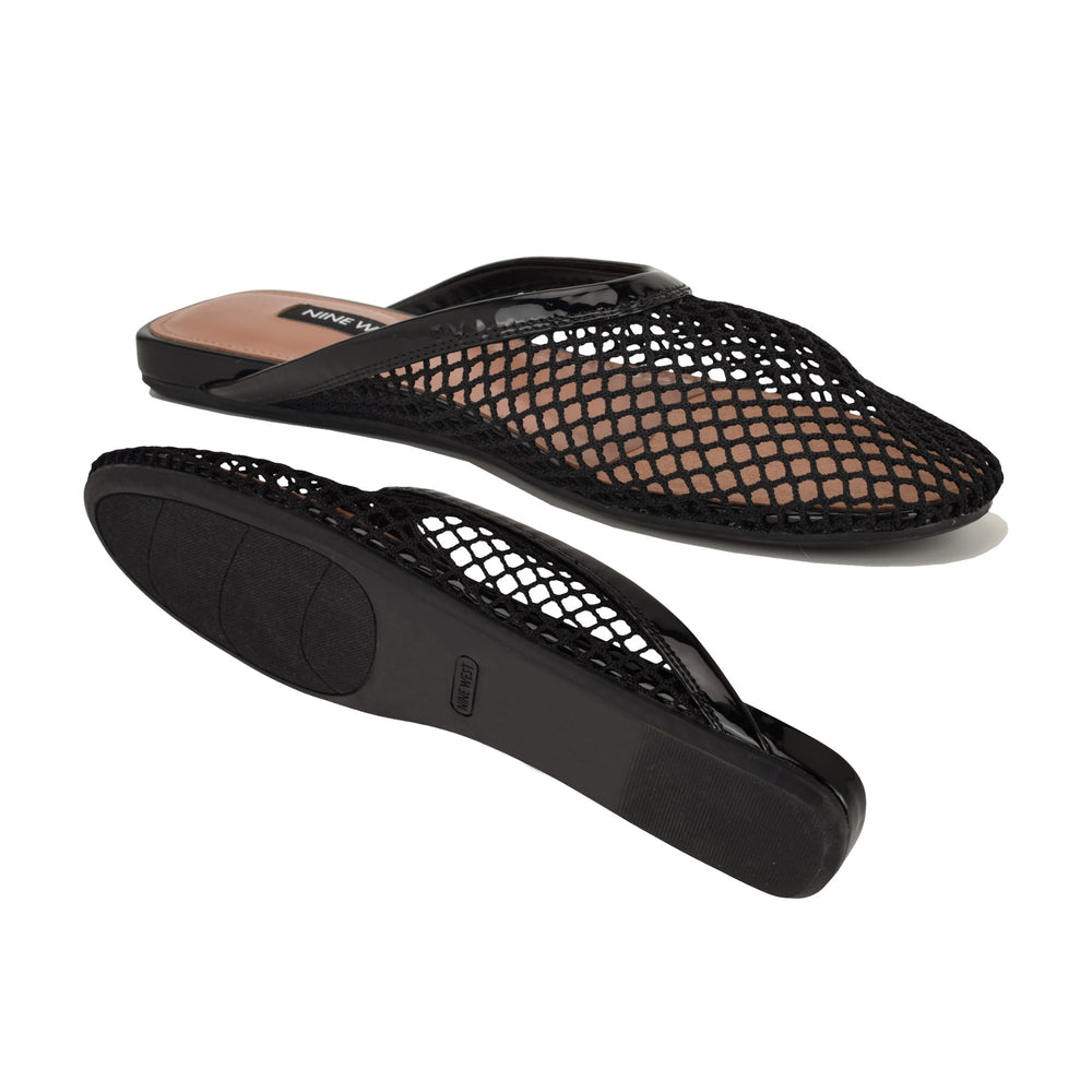 Women's Daniela Flat Mesh Mules - Black Mesh | Nine West