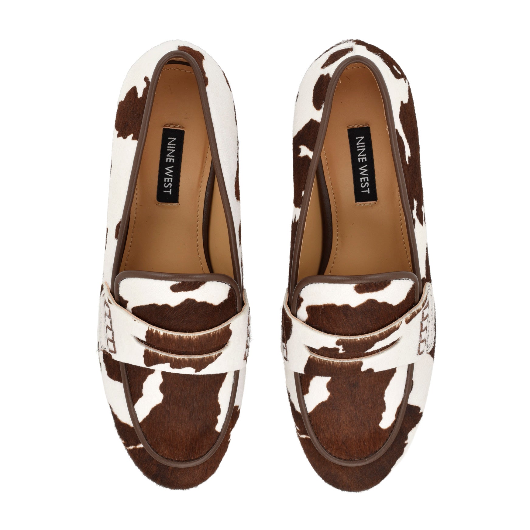 Women's Manner Casual Leather Loafers - Cow Printed Pony Hair