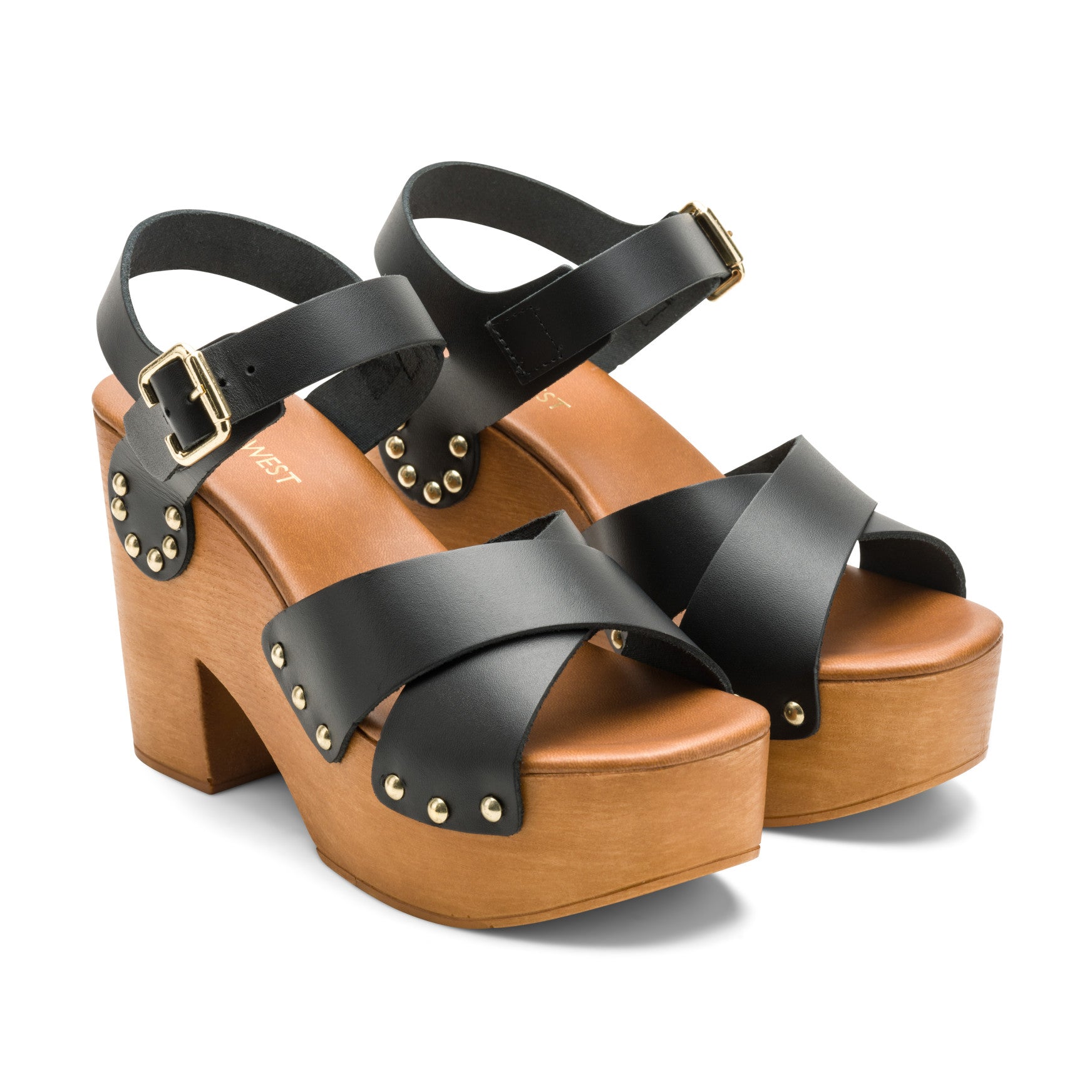Corts Studded Leather Wedge Sandals