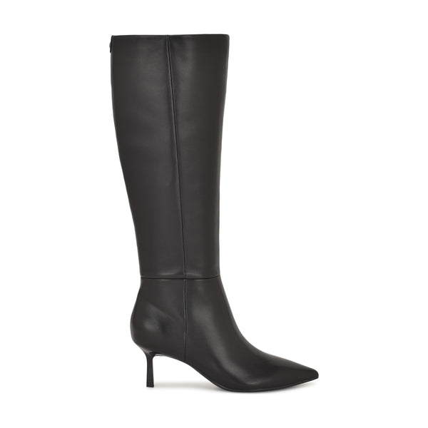 Women's Kimdee 9X9 Knee High Leather Boots - Black Leather | Nine West