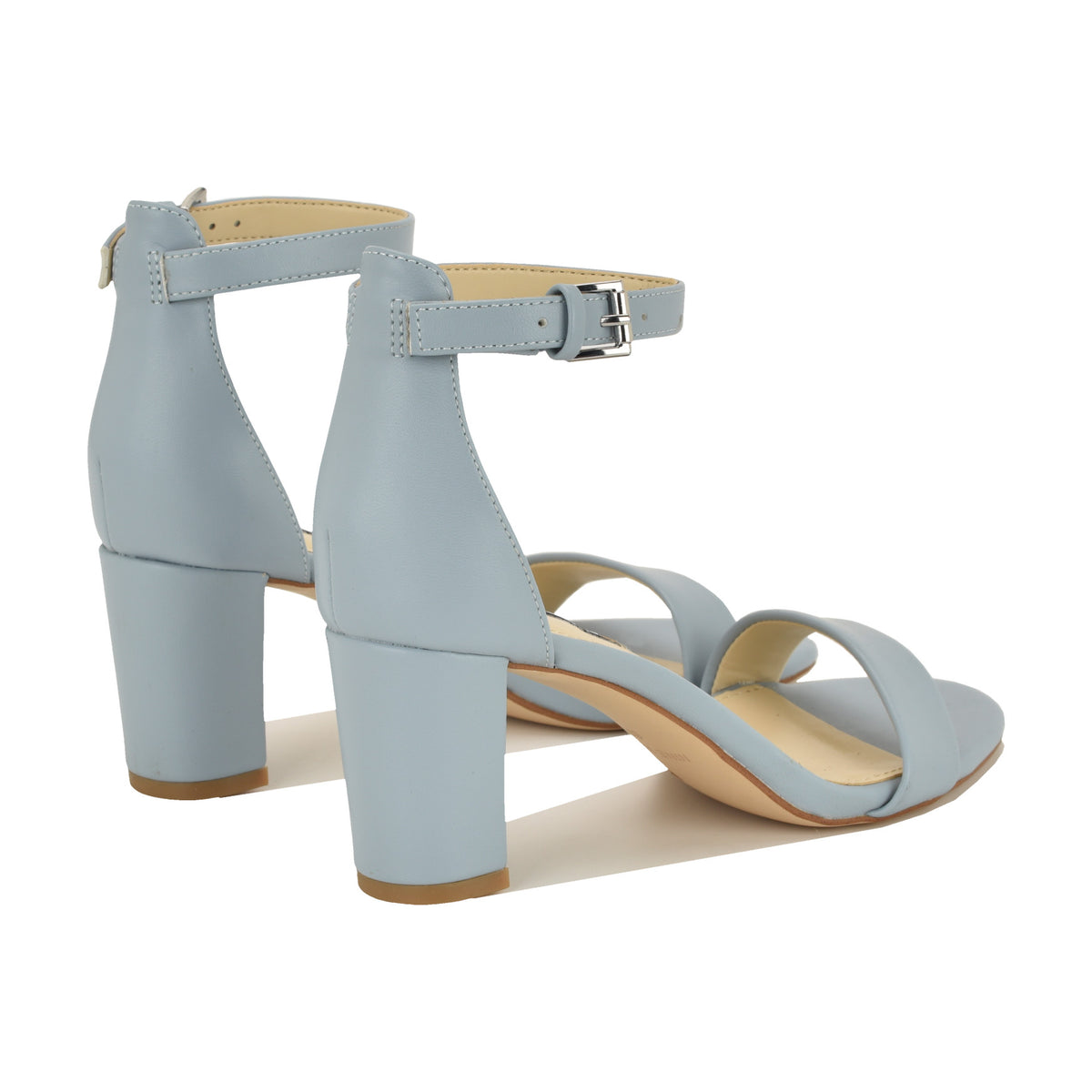 Women's Pruce Ankle Strap Block Heel Sandals - Light Blue | Nine West