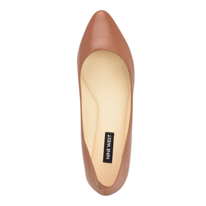 Nine West Speakup Almond Toe Flats - Leather - Brown (Size 9.5), Medium Width Nine West Speakup Almond Toe Flats - Leather - Brown (Size 9.5), Medium Width