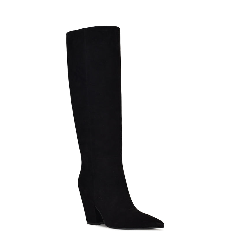 Women's Adera Knee High Leather Boots - Black Suede | Nine West Women's Adera Knee High Leather Boots - Black Suede | Nine West