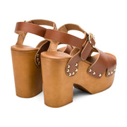Corts Studded Leather Wedge Sandals