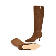 Somas Kitten Heel Knee High Leather Boots
