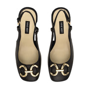 Cast Leather Block Heel Slingback Pumps