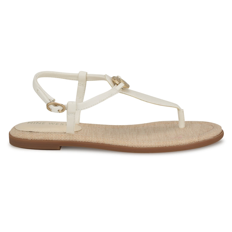 나인웨스트 NINEWEST Dayna Casual Flat Sandals,White