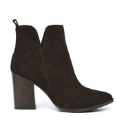 Birds Block Heel Leather Booties