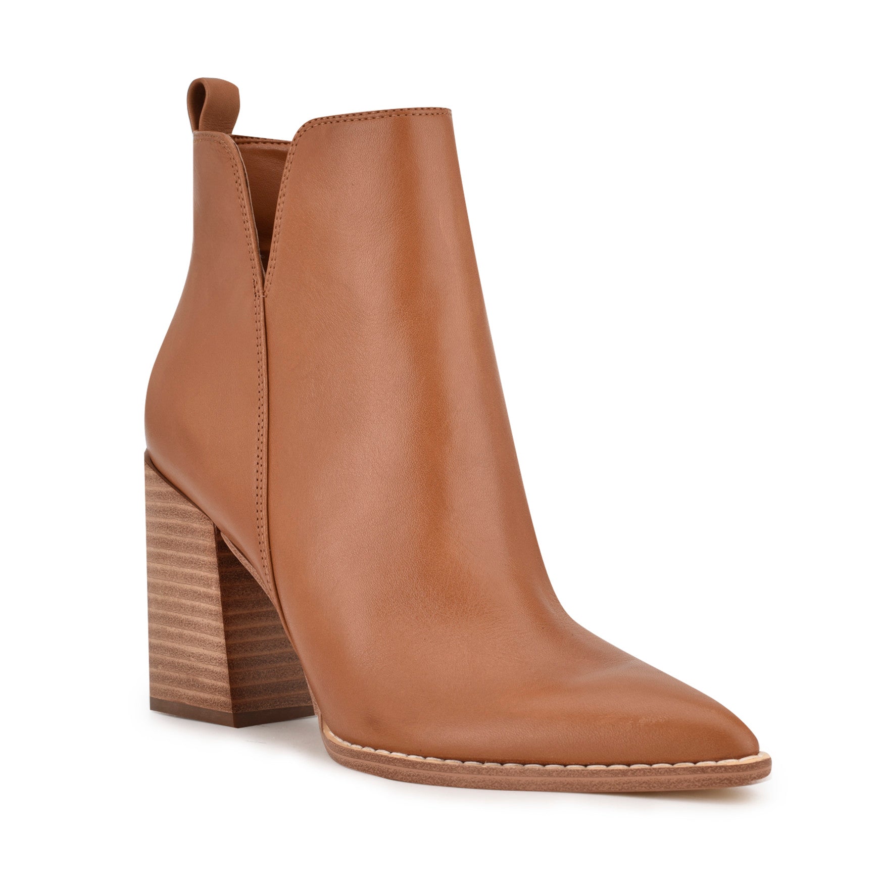 Birds Block Heel Leather Booties