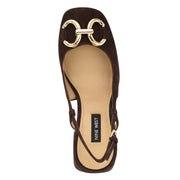 Cast Leather Block Heel Slingback Pumps