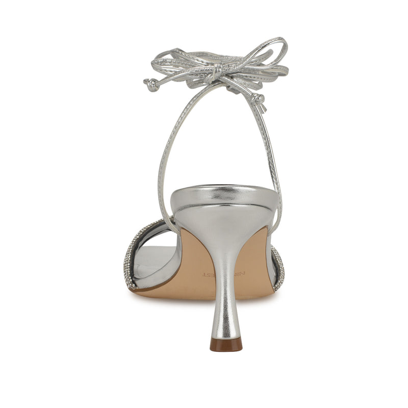 Raqchel Rhinestone Bow Ankle Wrap Sandals