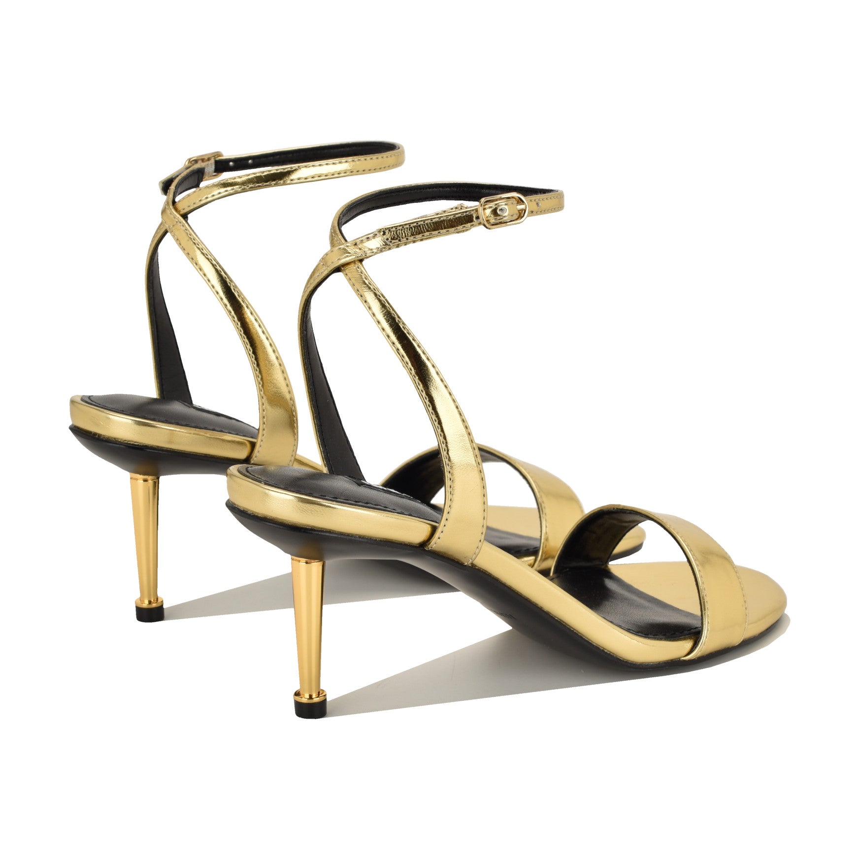 Women's Anny Ankle Strap Heeled Sandals - Gold | Nine West