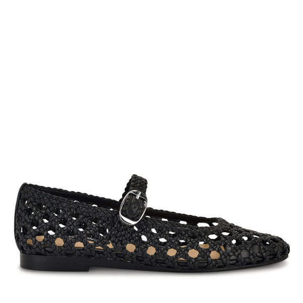Women's Halie Woven Mary Jane Flats - Black | Nine West