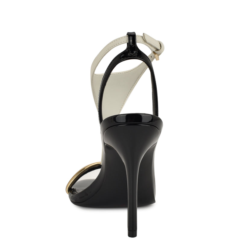 Women's Mandey Dress Sandals - White/Gold | Nine West Women's Mandey Dress Sandals - White/Gold | Nine West