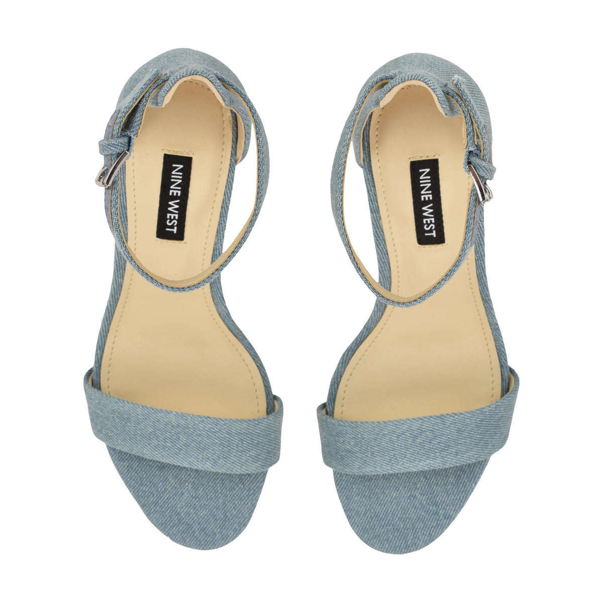 Women's Pruce Ankle Strap Block Heel Sandals - Denim | Nine West