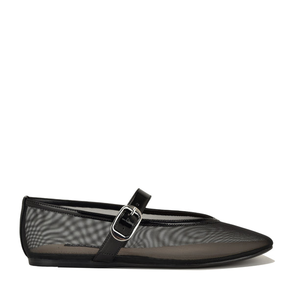Women's Vancee Mary Jane Ballet Flats - Black Mesh | Nine West