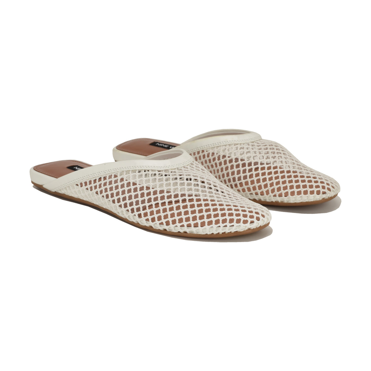 Women's Daniela Flat Mesh Mules - White Mesh | Nine West