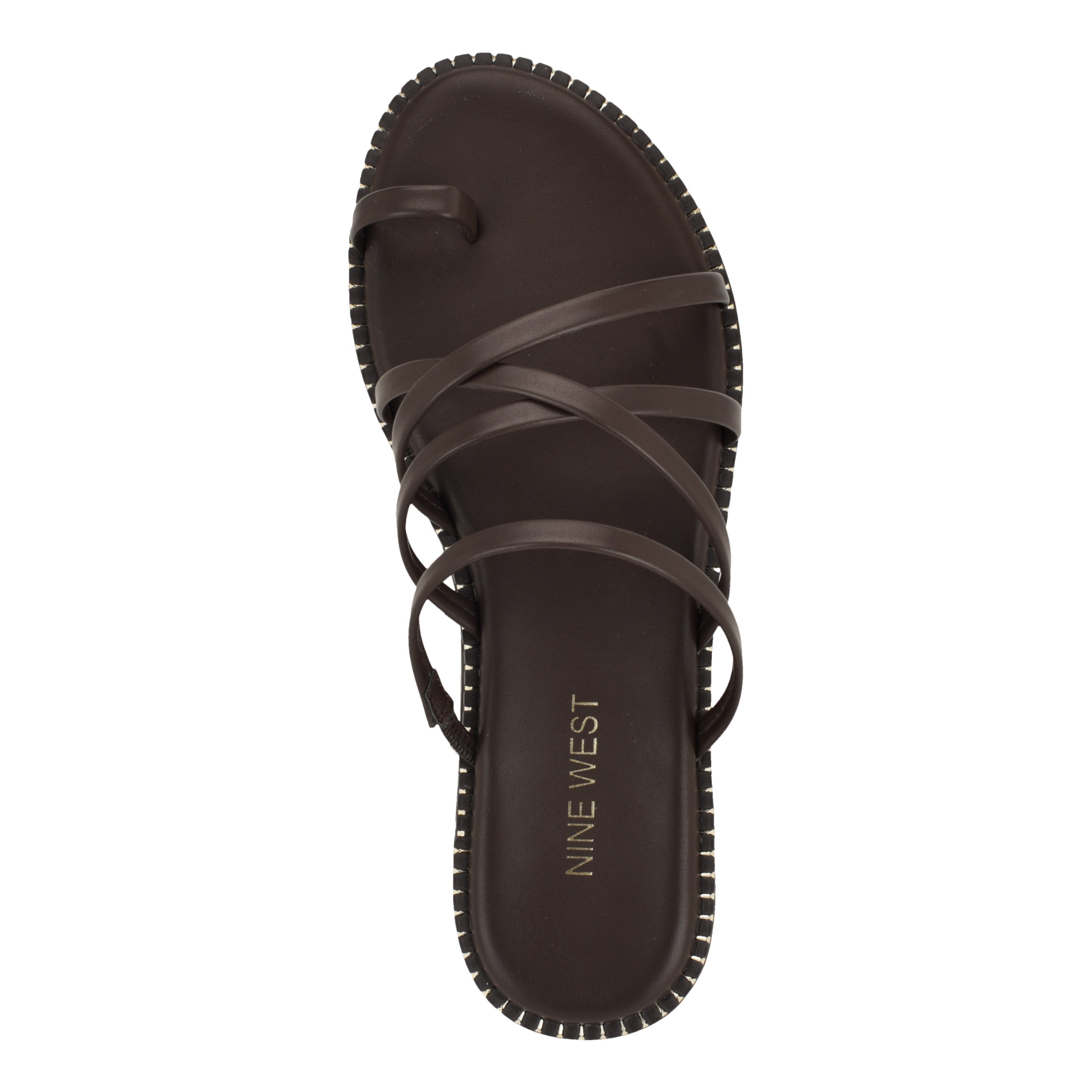 Women's Digen Strappy Flat Sandals - Dark Brown | Nine West