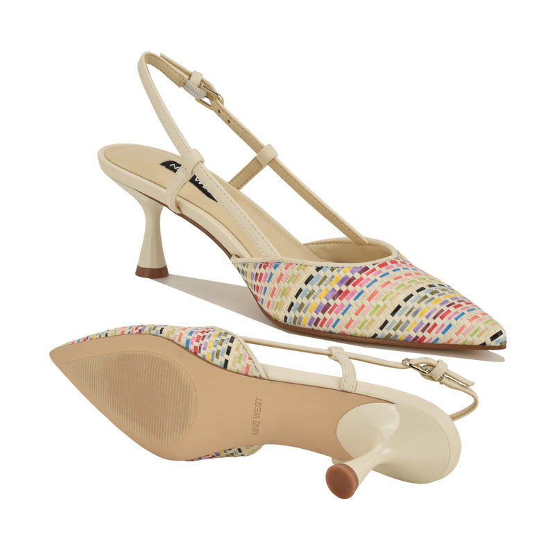 Women's Rhonda Pointy Toe Slingbacks - Rainbow Raffia | Nine West Women's Rhonda Pointy Toe Slingbacks - Rainbow Raffia | Nine West