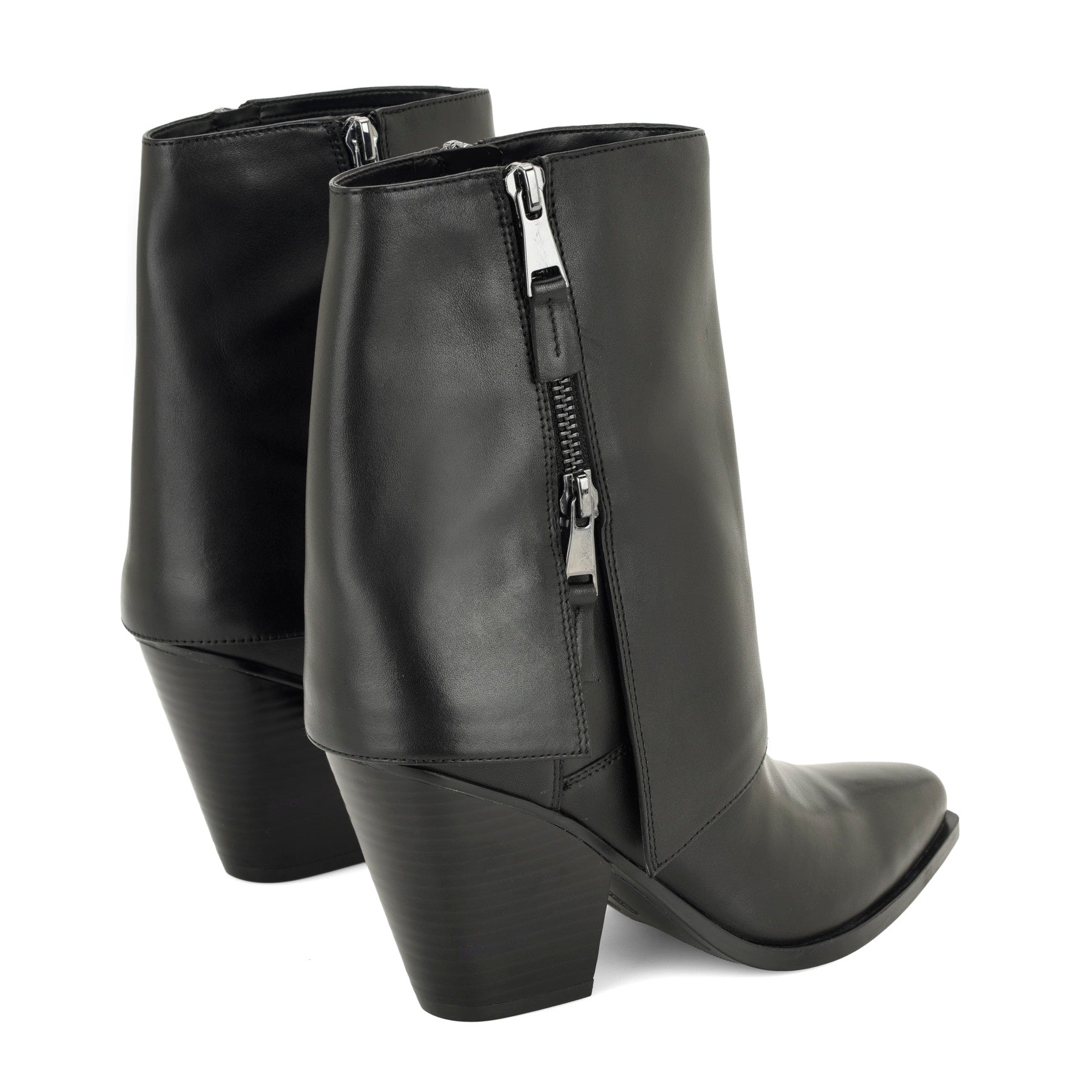 靴 [GRANCY] Fold-over Leather Shoes 44 Women's Umberto Leather Foldover Booties - Black Leather | Nine West