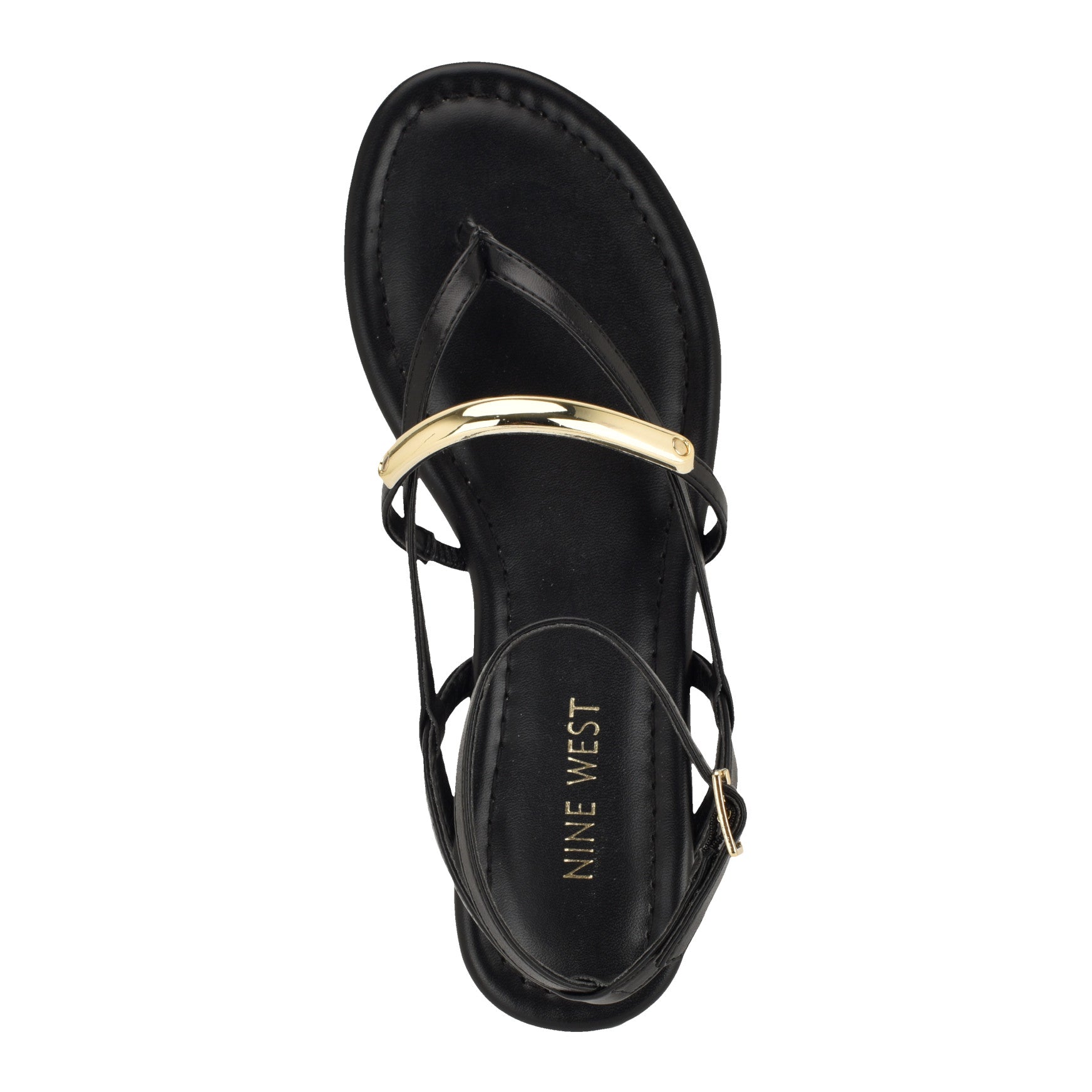【美品】BRENTA BLACK FLAT SANDAL 24 Women's Bretta Strappy Thong Sandals - Black | Nine West