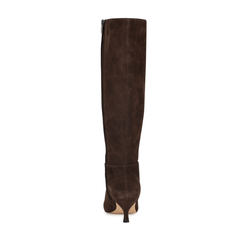 Somas Kitten Heel Wide Calf Leather Boots