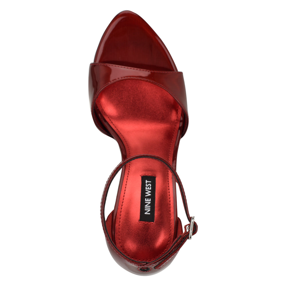 Women's Serven Ankle Strap Sandals - Dark Red Patent | Nine West