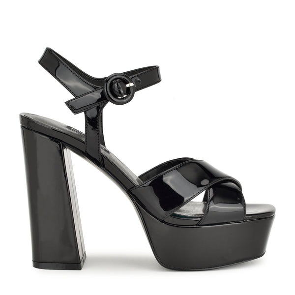 Nine west sale black platform sandals