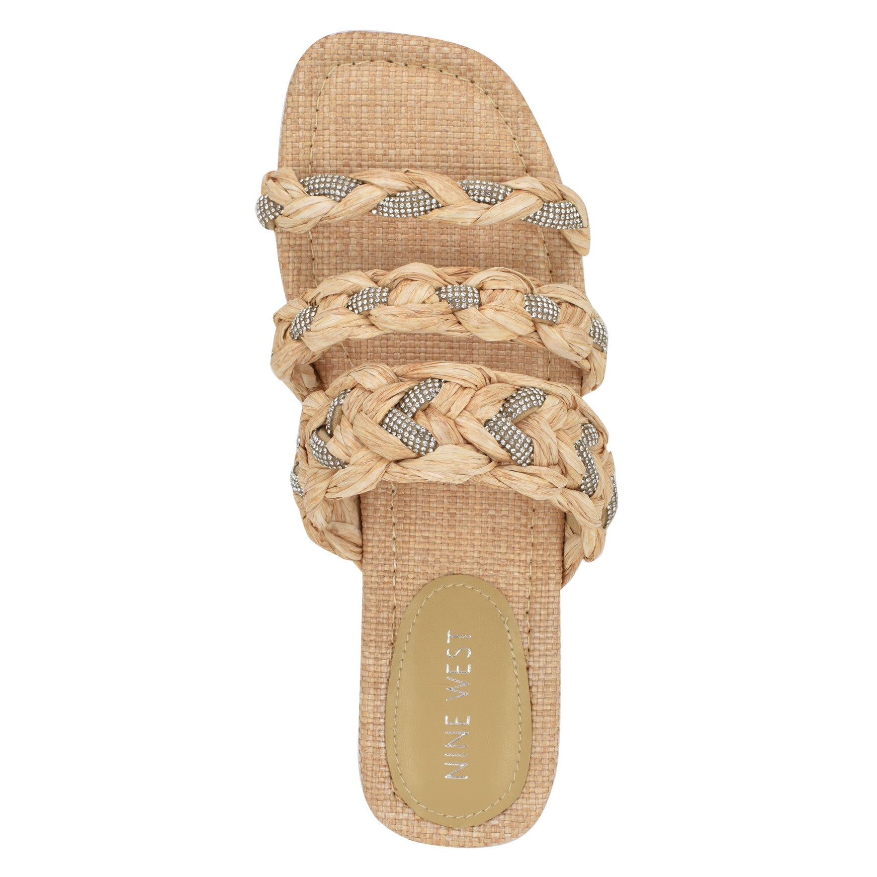 Women's Qazz Flat Slide Sandals - Natural Raffia | Nine West