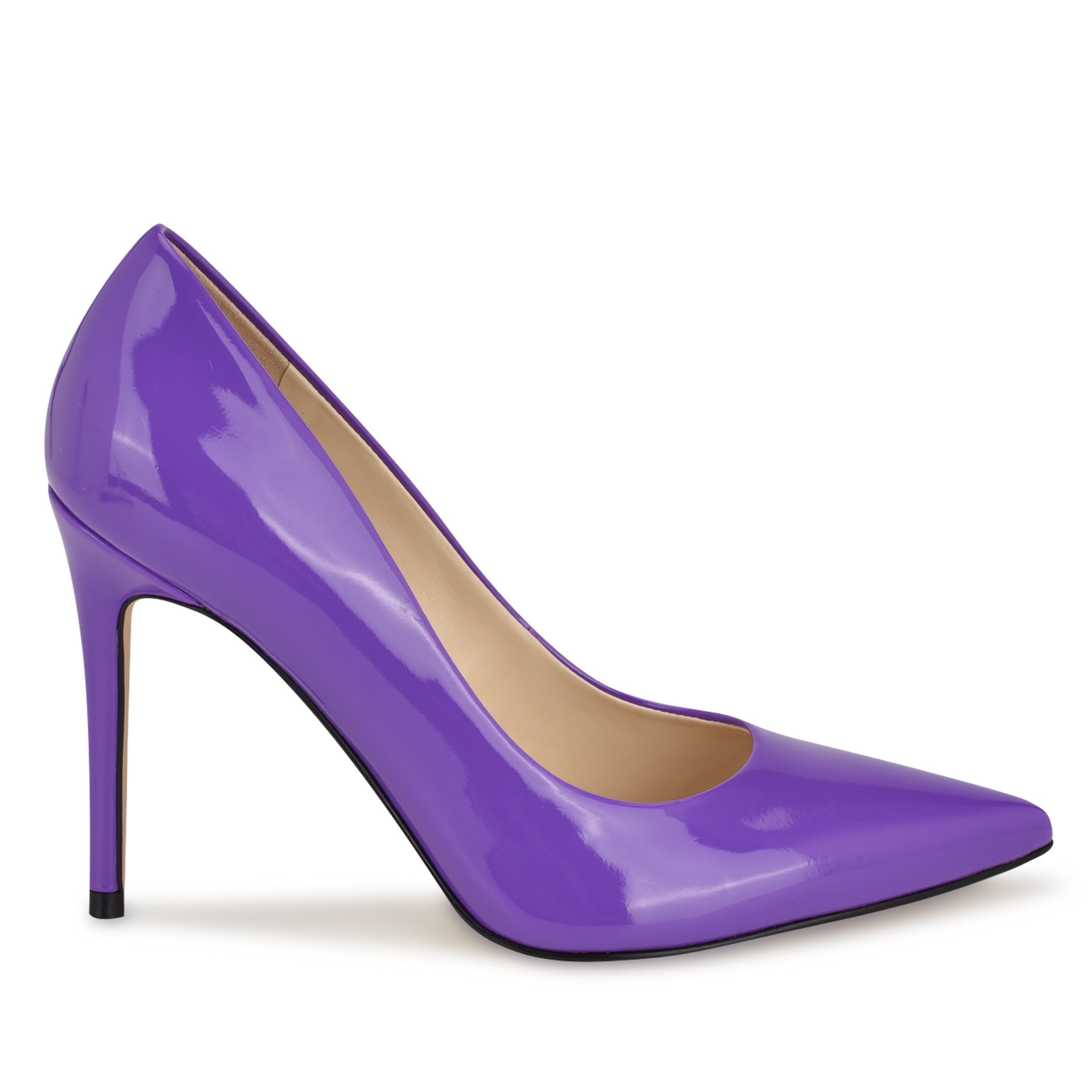 Classic Little Black Dress with Purple High Heels