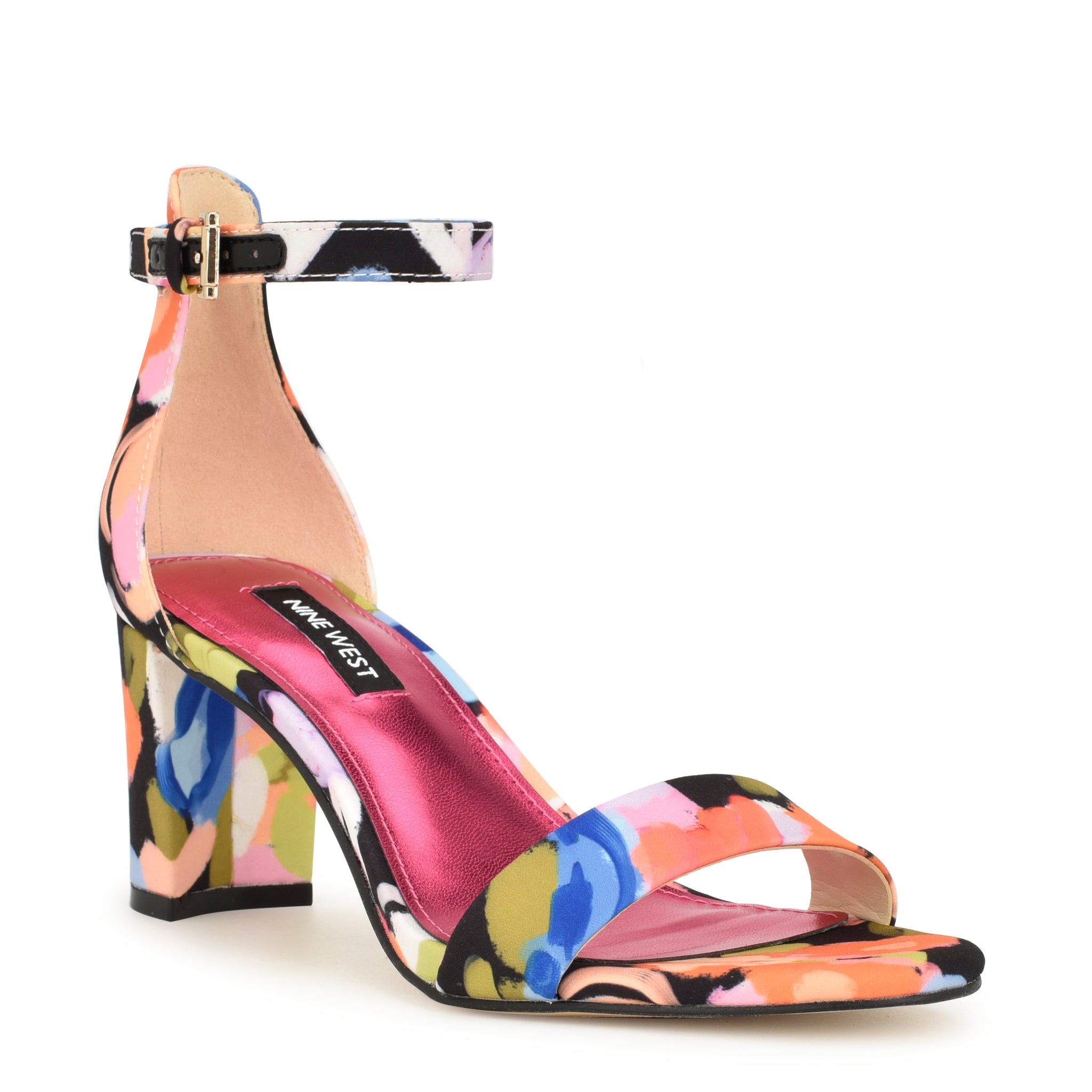 Pruce Ankle Strap Block Heel Sandals - Nine West